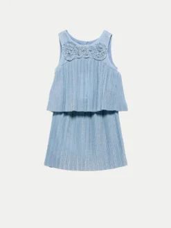Abel & Lula Komplet top i spódnica 5071 Błękitny Regular Fit