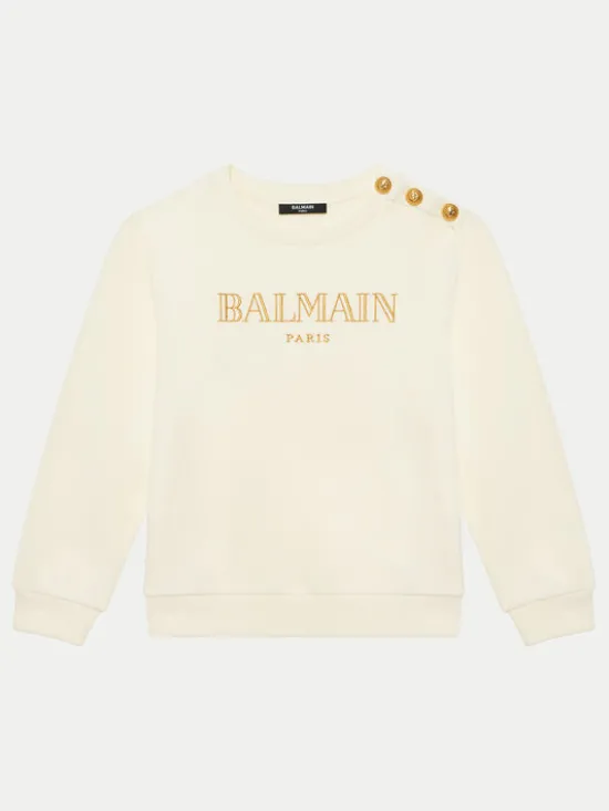 Balmain Bluza BV4B10-Z0081 102 Écru Regular Fit