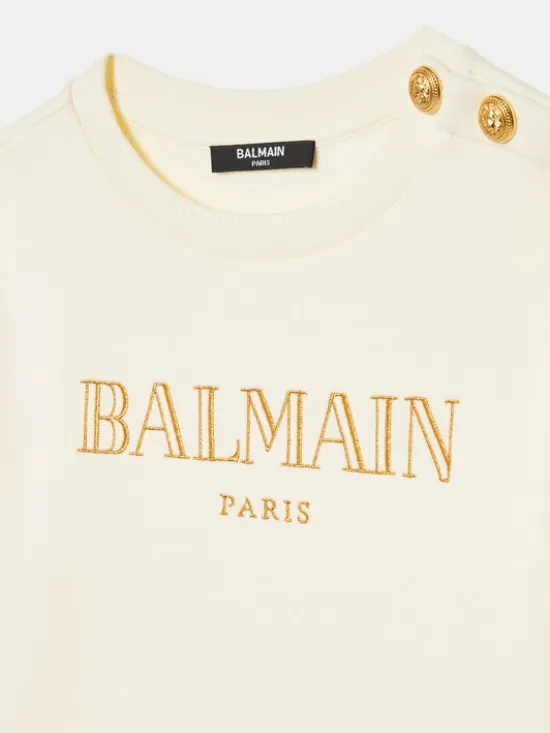 Balmain Bluza BV4B10-Z0081 102 Écru Regular Fit
