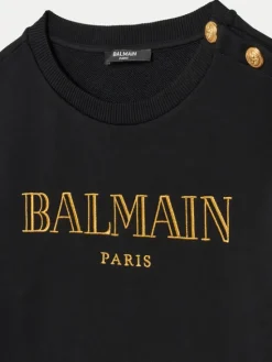 Balmain Bluza BV4B10-Z0081 930OR Czarny Regular Fit