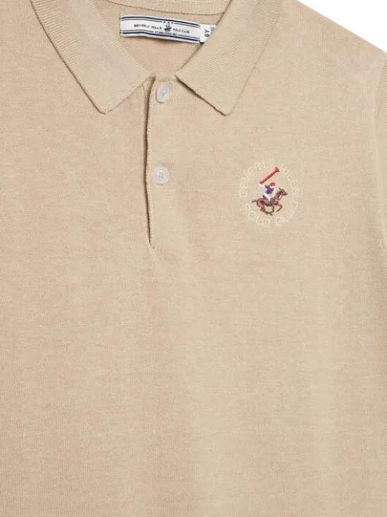 Beverly Hills Polo Club Polo 76B5W0031 Beżowy Regular Fit