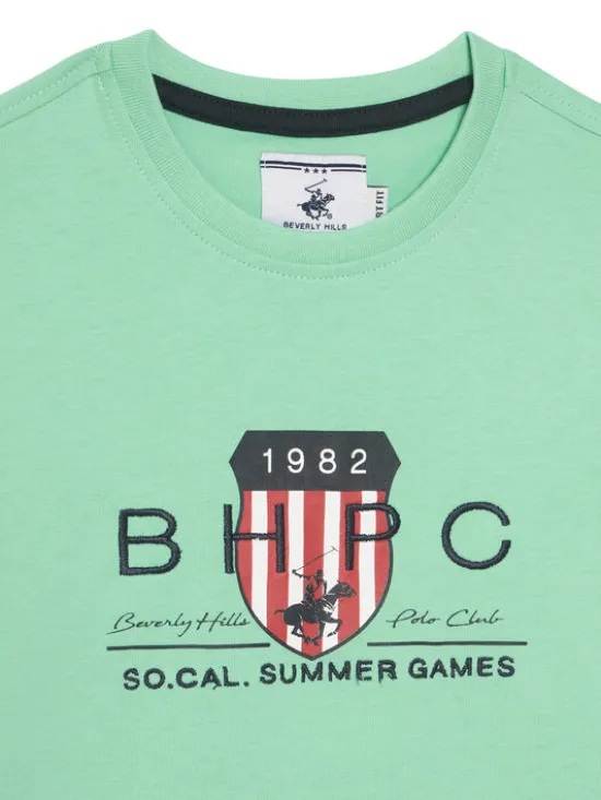 Beverly Hills Polo Club T-Shirt P-SS26B-TS414011 Zielony Regular Fit