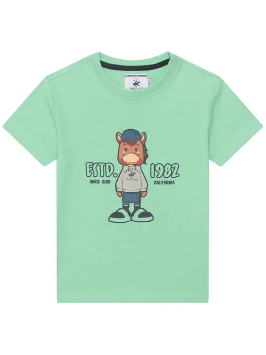 Beverly Hills Polo Club T-Shirt P-SS26B-TS0135 Zielony Regular Fit