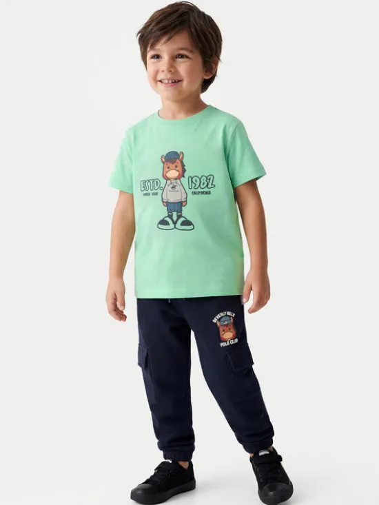 Beverly Hills Polo Club T-Shirt P-SS26B-TS0135 Zielony Regular Fit