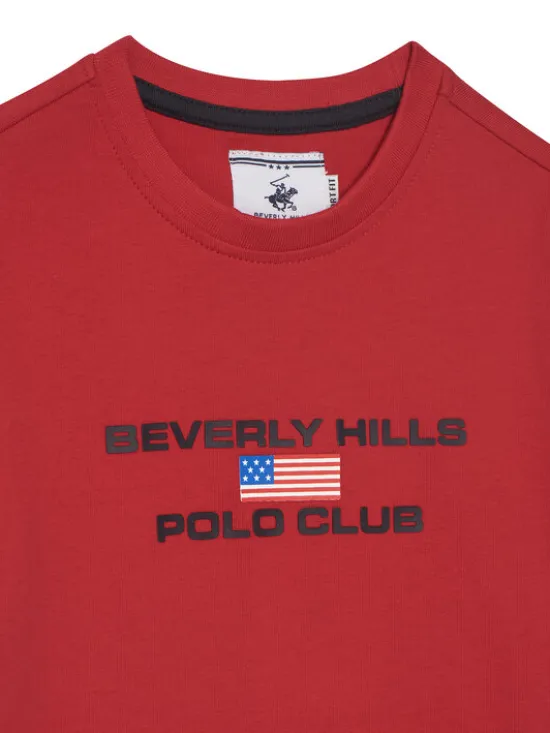 Beverly Hills Polo Club T-Shirt P-SS26B-TS0132 Czerwony Regular Fit