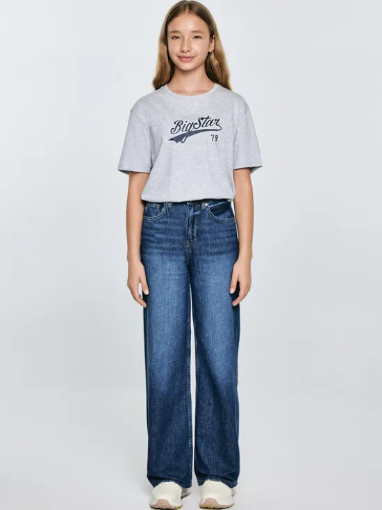 BIG STAR Jeansy NATALIE Granatowy Wide Fit