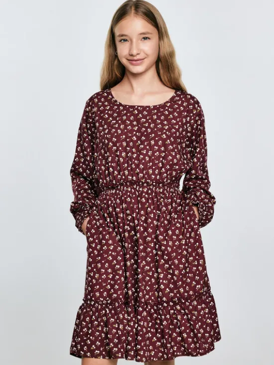 BIG STAR Sukienka codzienna NAMISA Bordowy Basic Fit