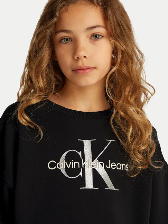 Calvin Klein Jeans Bluza Glitter Monologo IG0IG02823 D Czarny Boxy Fit