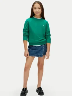 Calvin Klein Jeans Bluza Mini Badge LV1CKSJB33 Zielony Regular Fit