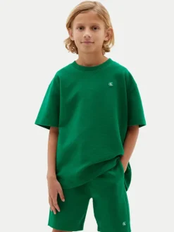 Calvin Klein Jeans Komplet t-shirt i spodenki Ottoman LVCKSJI19B Zielony Regular Fit