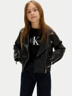 Calvin Klein Jeans Kurtka z imitacji skóry IG0IG02982 D Czarny Regular Fit