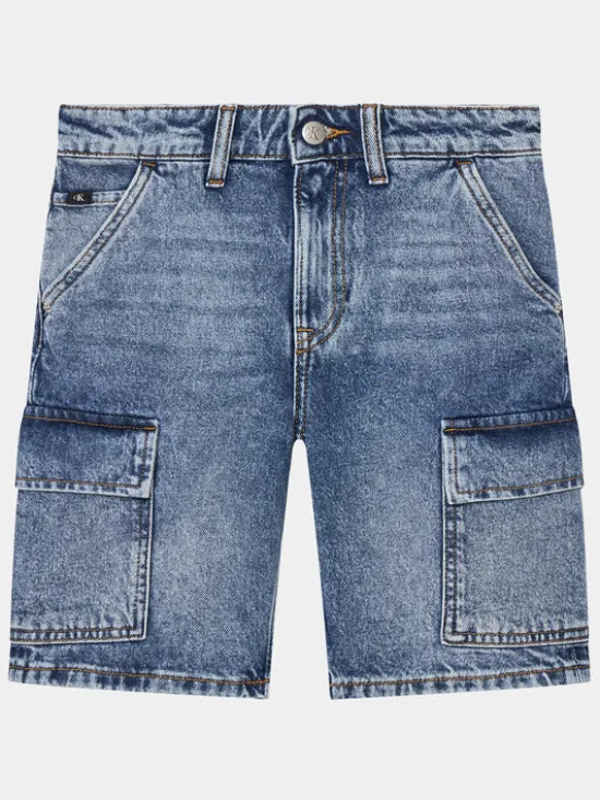 Calvin Klein Jeans Szorty jeansowe Skater IB0IB02004 Niebieski Regular Fit