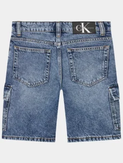 Calvin Klein Jeans Szorty jeansowe Skater IB0IB02004 Niebieski Regular Fit