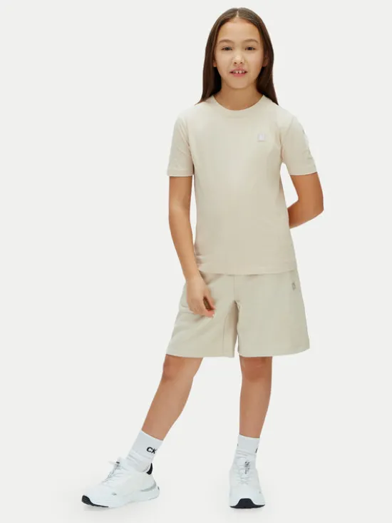 Calvin Klein Jeans Szorty sportowe Mini Badge LV1CKSJC52 Beżowy Regular Fit