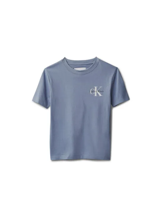 Calvin Klein Jeans T-Shirt Chest Monologo LV1CKSJA32 Niebieski Regular Fit