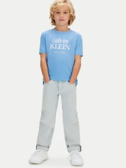 Calvin Klein Jeans T-Shirt LVCKSJA07B Błękitny Regular Fit