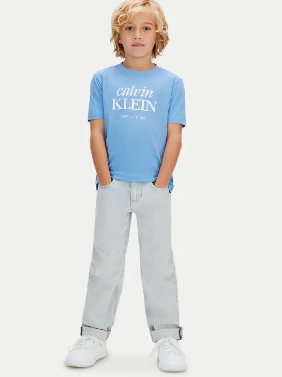 Calvin Klein Jeans T-Shirt LVCKSJA07B Błękitny Regular Fit