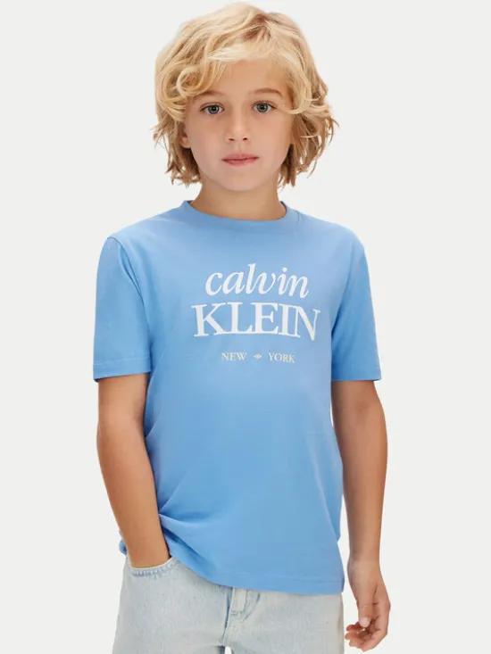 Calvin Klein Jeans T-Shirt LVCKSJA07B Błękitny Regular Fit