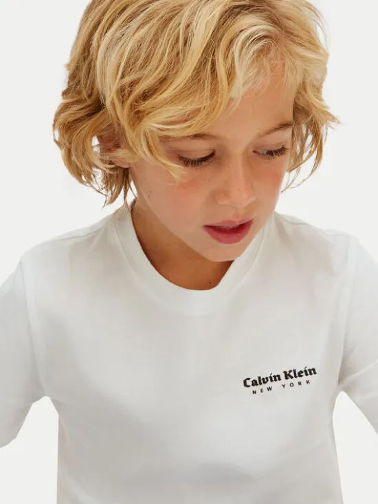Calvin Klein Jeans T-Shirt Minimal Logo IB0IB02608 Biały Regular Fit