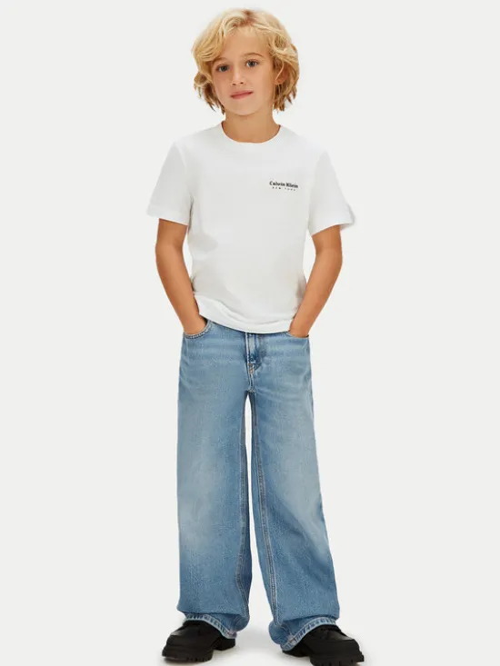Calvin Klein Jeans T-Shirt Minimal Logo IB0IB02608 Biały Regular Fit