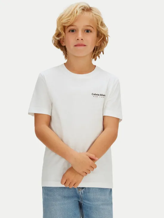 Calvin Klein Jeans T-Shirt Minimal Logo IB0IB02608 Biały Regular Fit