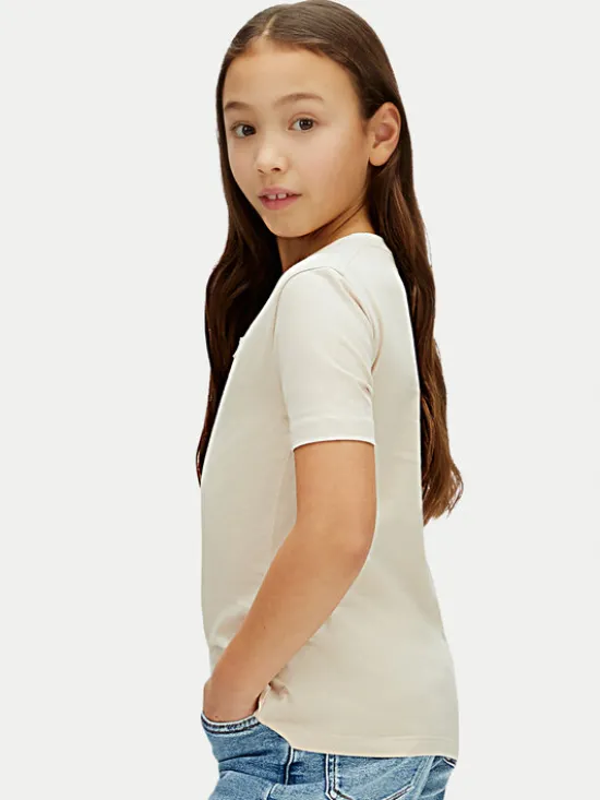 Calvin Klein Jeans T-Shirt Mono Mini Badge LV1CKSJA30 Beżowy Regular Fit
