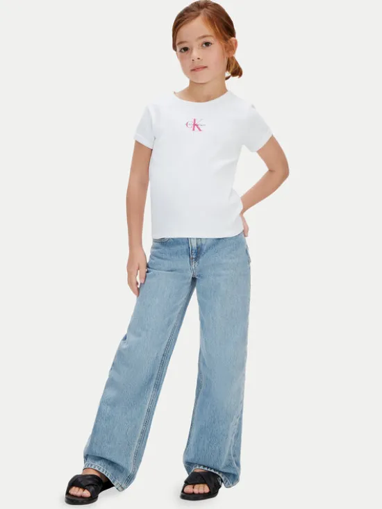 Calvin Klein Jeans T-Shirt Monologo LVCKSJB11G Biały Regular Fit
