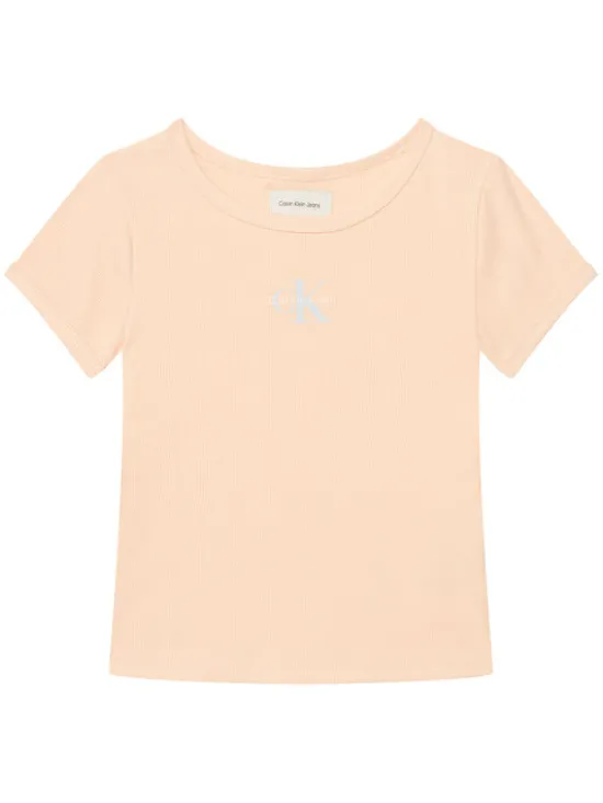 Calvin Klein Jeans T-Shirt Monologo LVCKSJB11G Pomarańczowy jasny Regular Fit