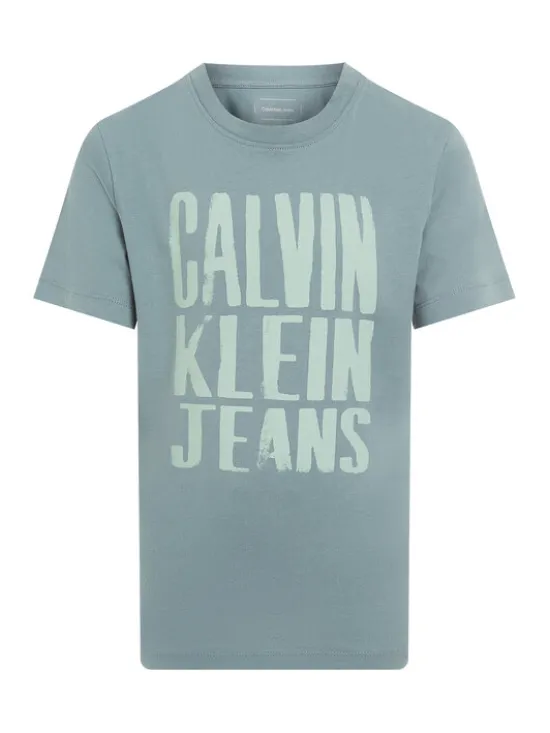 Calvin Klein Jeans T-Shirt Slogan Graphic IB0IB02459 Niebieski Regular Fit