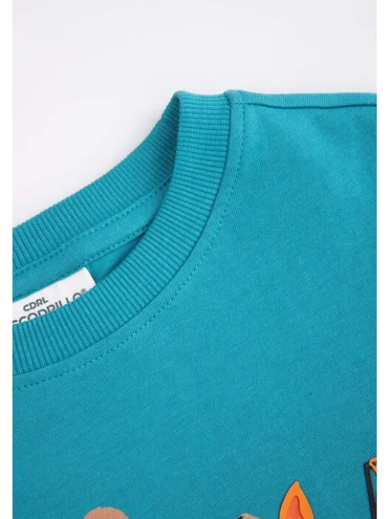 Coccodrillo Longsleeve WC6143104FBK-013 Turkusowy Regular Fit