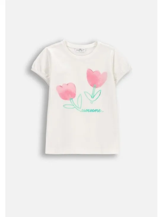 Coccodrillo T-Shirt WC6143203TGK-003 Kremowy Regular Fit