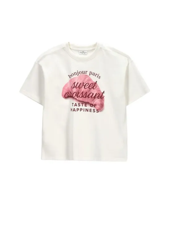Coccodrillo T-Shirt ZC6143203FGJ-003 Kremowy Regular Fit