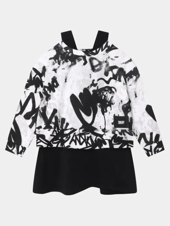 DKNY Sukienka dzianinowa D32888 D Czarny Regular Fit