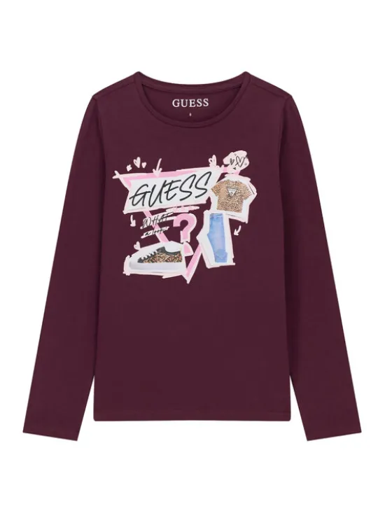 Guess Bluzka J6YI01 K3664 Bordowy Regular Fit
