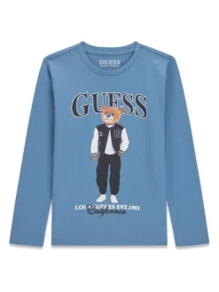 Guess Bluzka L6BI11 K5732 Niebieski Regular Fit