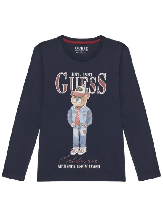 Guess Bluzka L5YI30 K8HM4 Granatowy Regular Fit