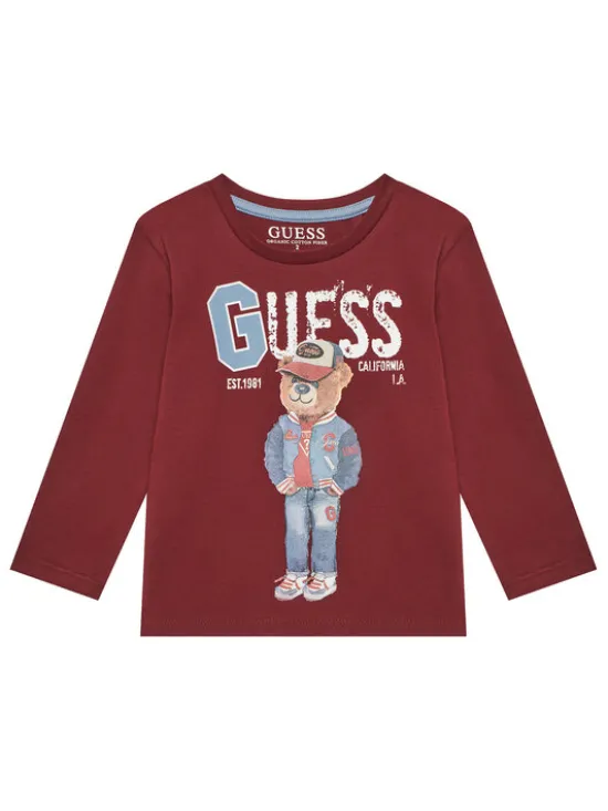 Guess Bluzka N5YI23 K8HM4 Bordowy Regular Fit
