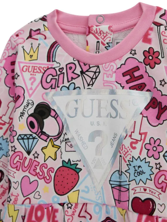 Guess Komplet bluza i legginsy A6YG03 K3898 Różowy Regular Fit