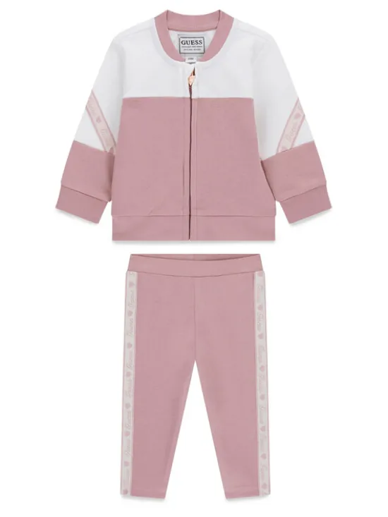 Guess Komplet bluza i legginsy A6YG06 K3909 Różowy Regular Fit
