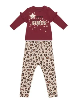 Guess Komplet bluzka i legginsy A5BG02 J1314 Czerwony Regular Fit