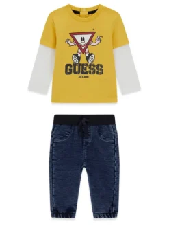 Guess Komplet bluzka i spodnie I6YG04 K3973 Żółty Regular Fit