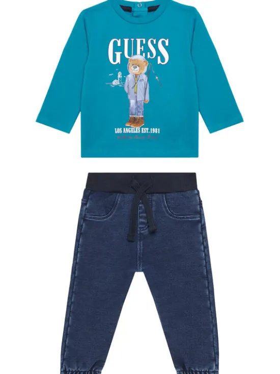 Guess Komplet bluzka i spodnie I5BG13 I3Z14 Niebieski Regular Fit