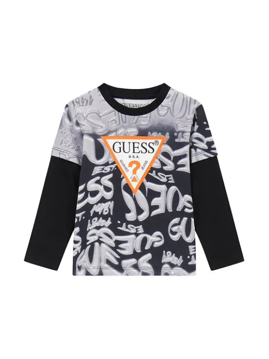 Guess Komplet bluzka i spodnie N6YG02 K4077 Czarny Regular Fit