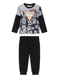 Guess Komplet bluzka i spodnie N6YG02 K4077 Czarny Regular Fit