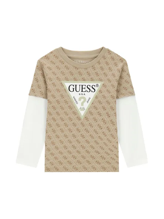 Guess Komplet bluzka i spodnie N6YG02 K4077 Beżowy Regular Fit