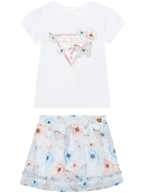 Guess Komplet t-shirt i spódniczka K6RG07 K6YW0 Biały Regular Fit