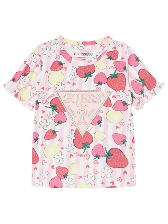 Guess Komplet t-shirt i spodenki A6GG02 K6YW4 Różowy Regular Fit