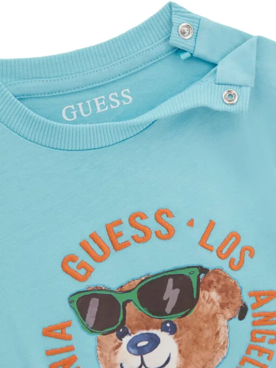 Guess Komplet t-shirt i spodenki I6GG05 K8HM4 Turkusowy Regular Fit