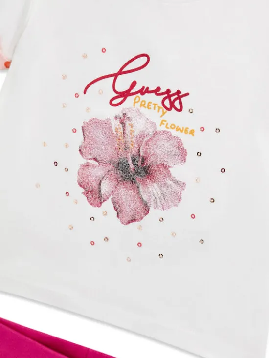 Guess Komplet t-shirt i spodenki A6GG01 K6YW4 Różowy Regular Fit