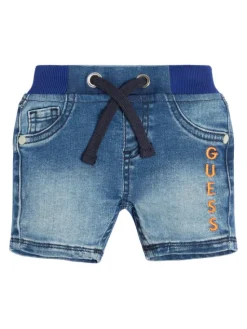 Guess Szorty jeansowe N3GD10 D4CA0 Niebieski Regular Fit